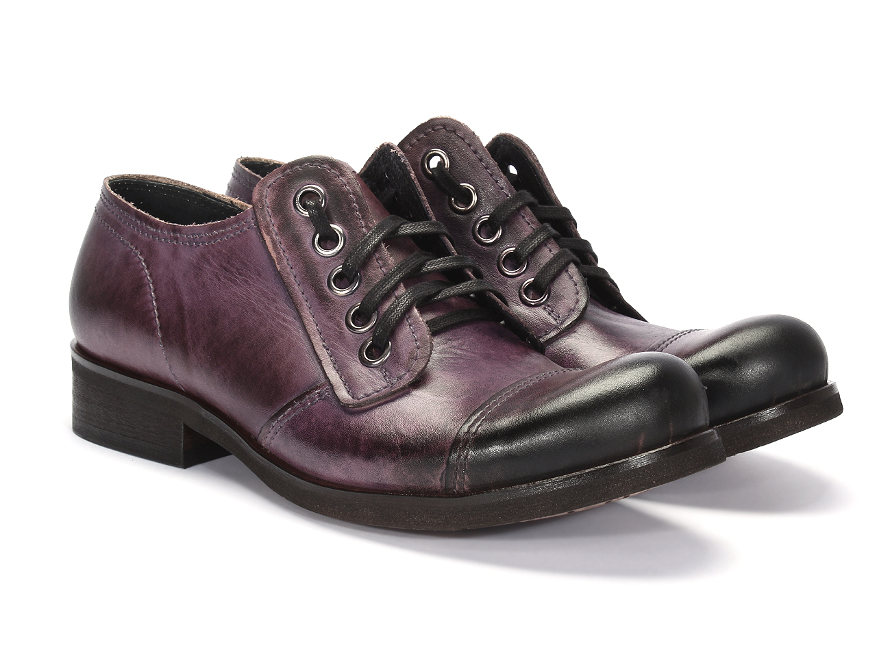 Obuwie Męskie Skórzane Fioletowe Charles