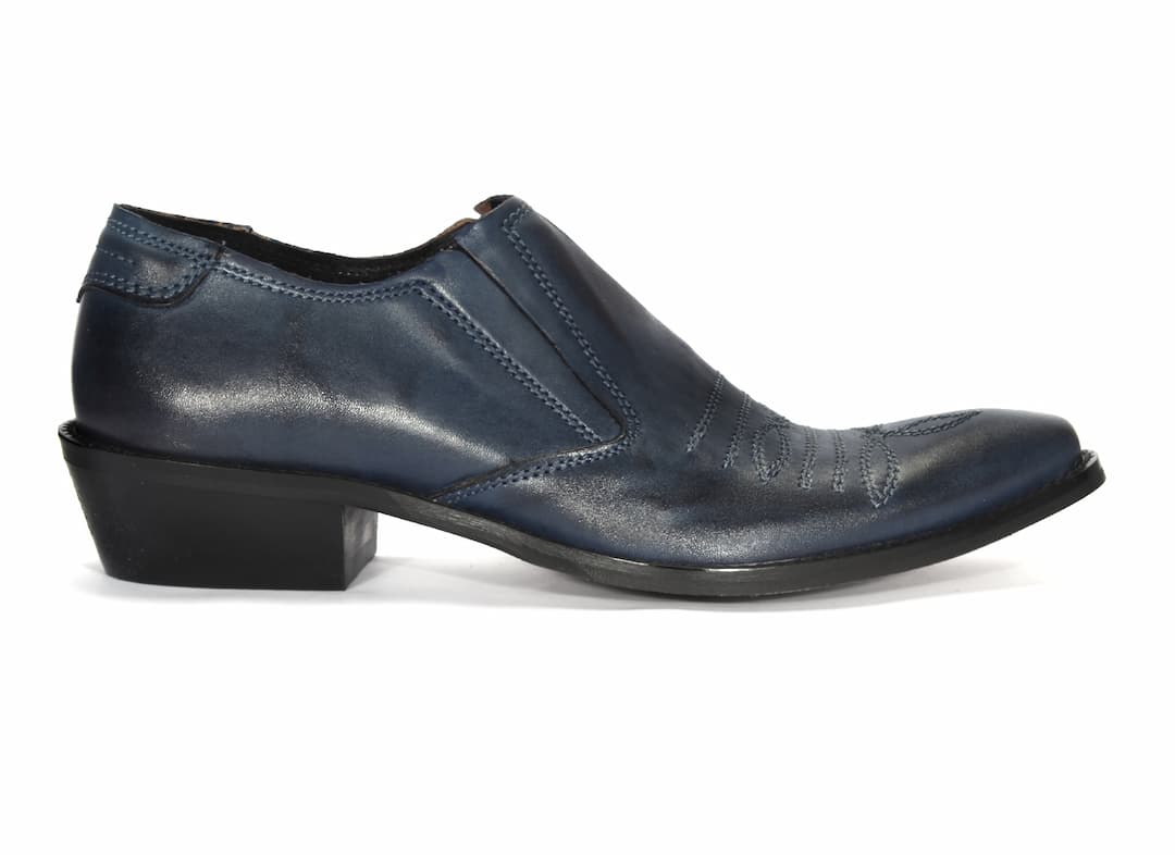 Kowbojki Niskie Męskie Skórzane Niebieskie Carlito - obrazek 2