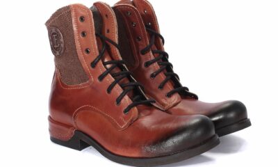 Botki Męskie Skórzane Malowane Pomarańczowe Colin