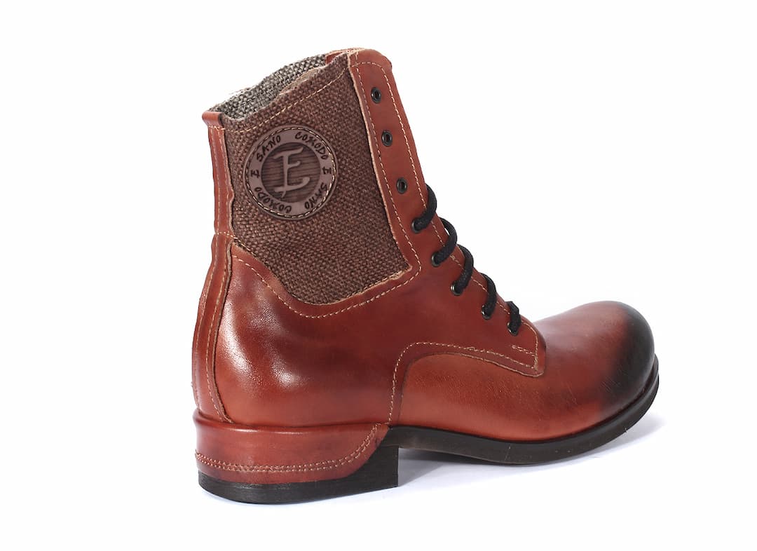 Botki Męskie Skórzane Malowane Pomarańczowe Colin - obrazek 3