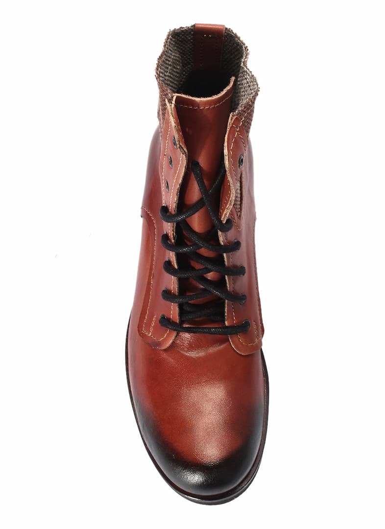 Botki Męskie Skórzane Malowane Pomarańczowe Colin - obrazek 4