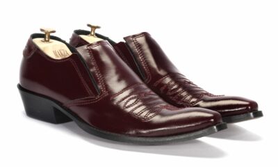 Kowbojki Niskie Męskie Skórzane Bordowe Carlito