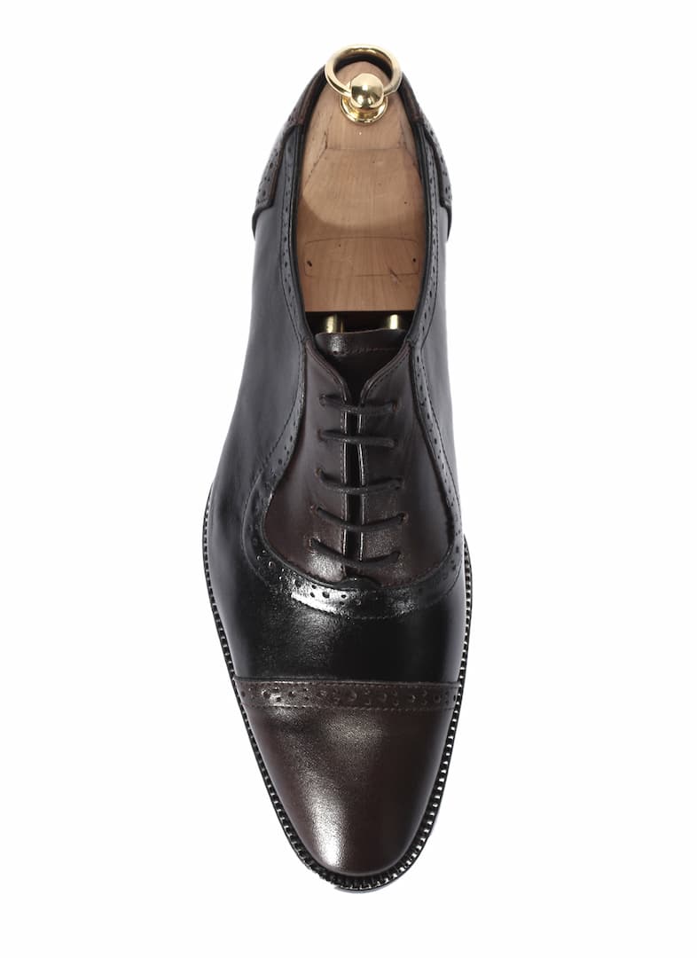 Oksfordy Męskie Skórzane Brązowe Diego - obrazek 4