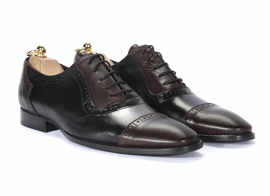 Oksfordy Męskie Skórzane Brązowe Diego