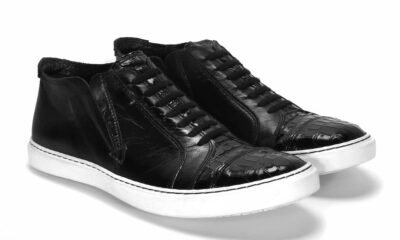 Trampki Męskie Skórzane Czarne Krokodyl Oliver