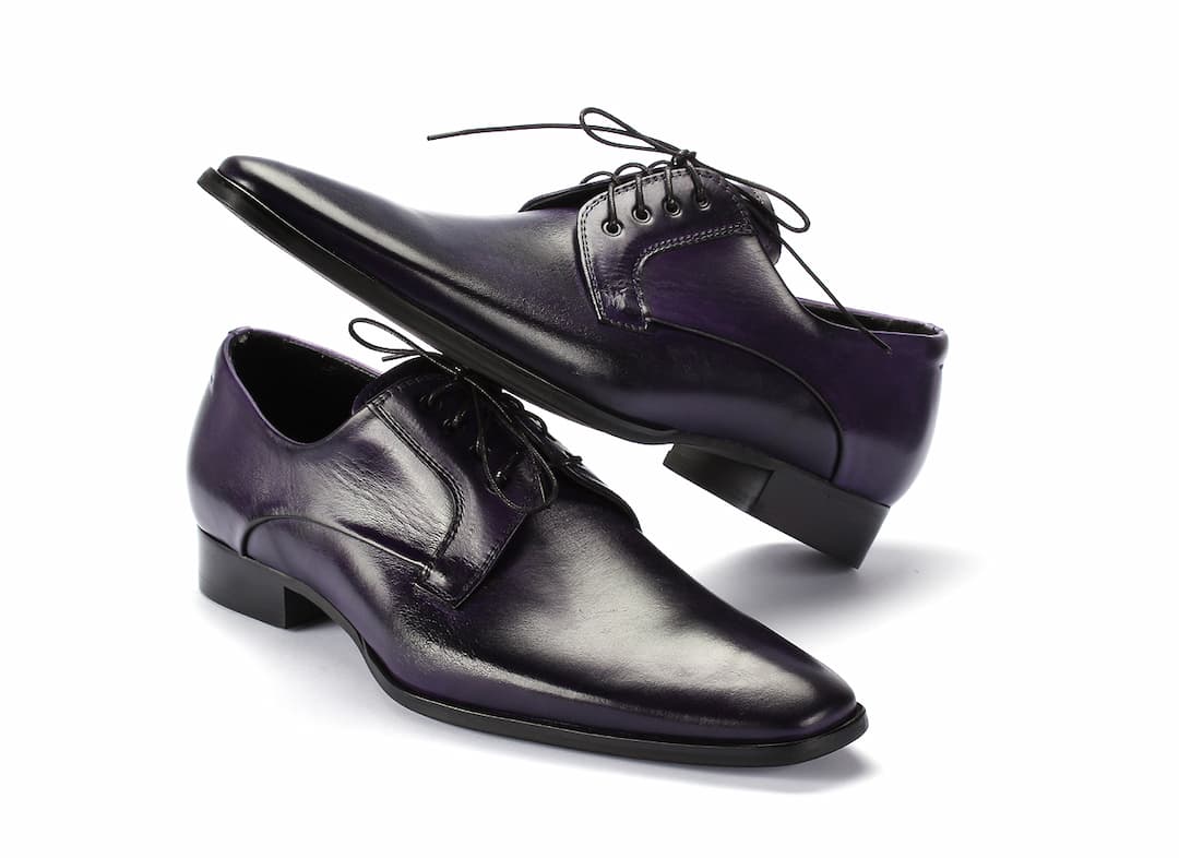 Derby Męskie Skórzane Fioletowe Gatuzo - obrazek 4