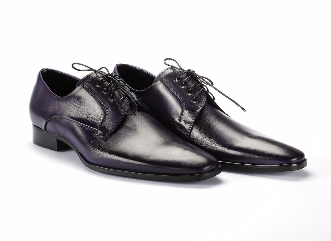 Derby Męskie Skórzane Fioletowe Gatuzo