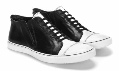 Trampki Męskie Skórzane Czarno Białe Oliver