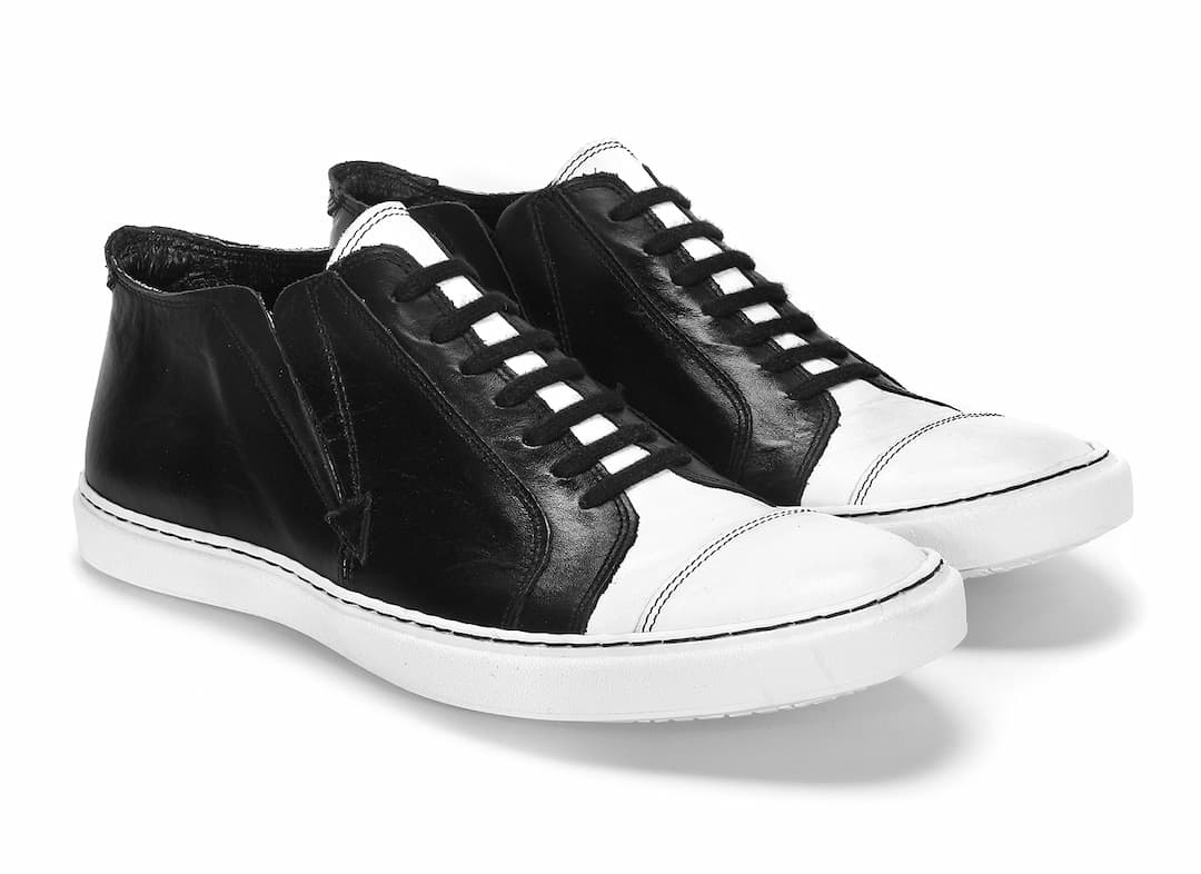 Trampki Męskie Skórzane Czarno Białe Oliver