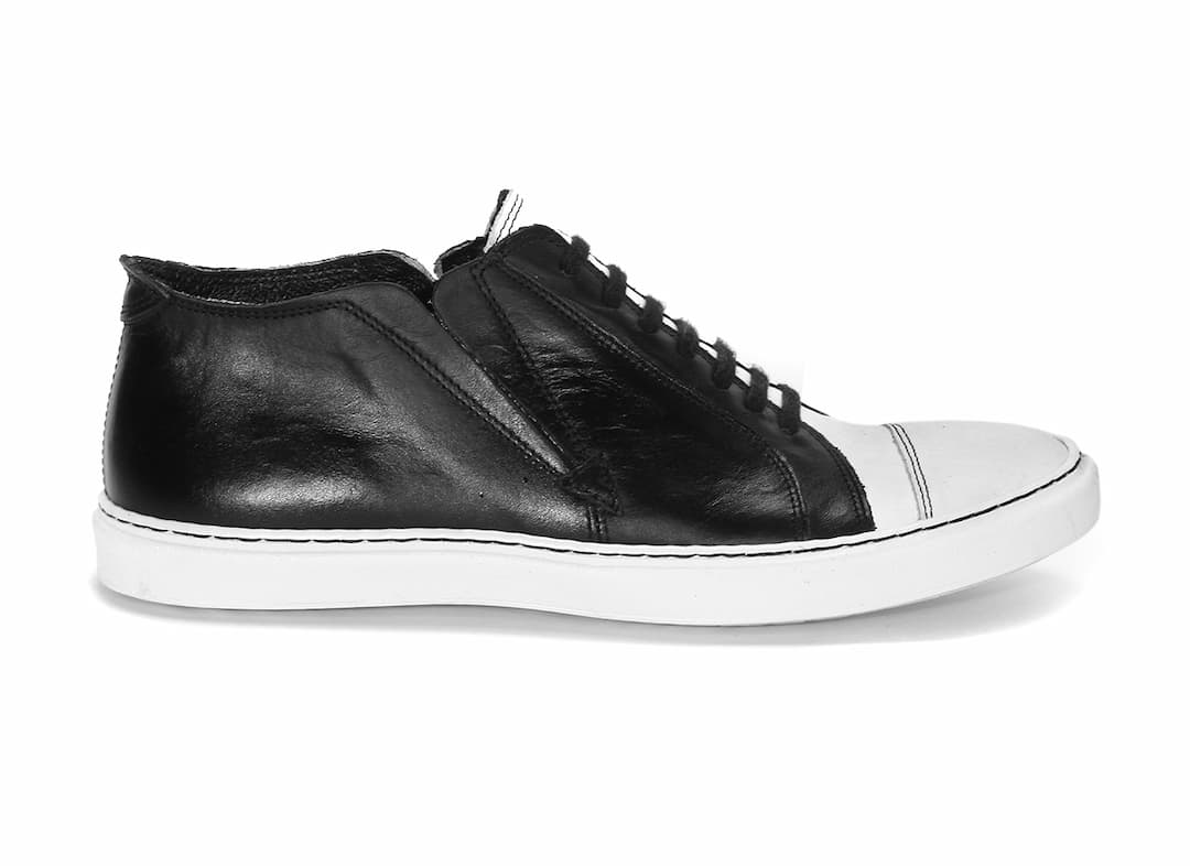 Trampki Męskie Skórzane Czarno Białe Oliver - obrazek 2