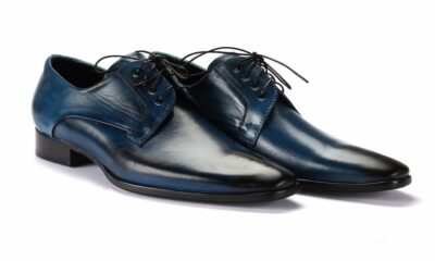 Derby Męskie Skórzane Niebieskie Gatuzo