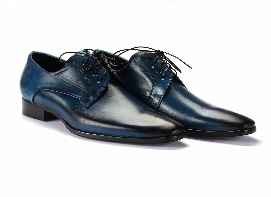 Derby Męskie Skórzane Niebieskie Gatuzo