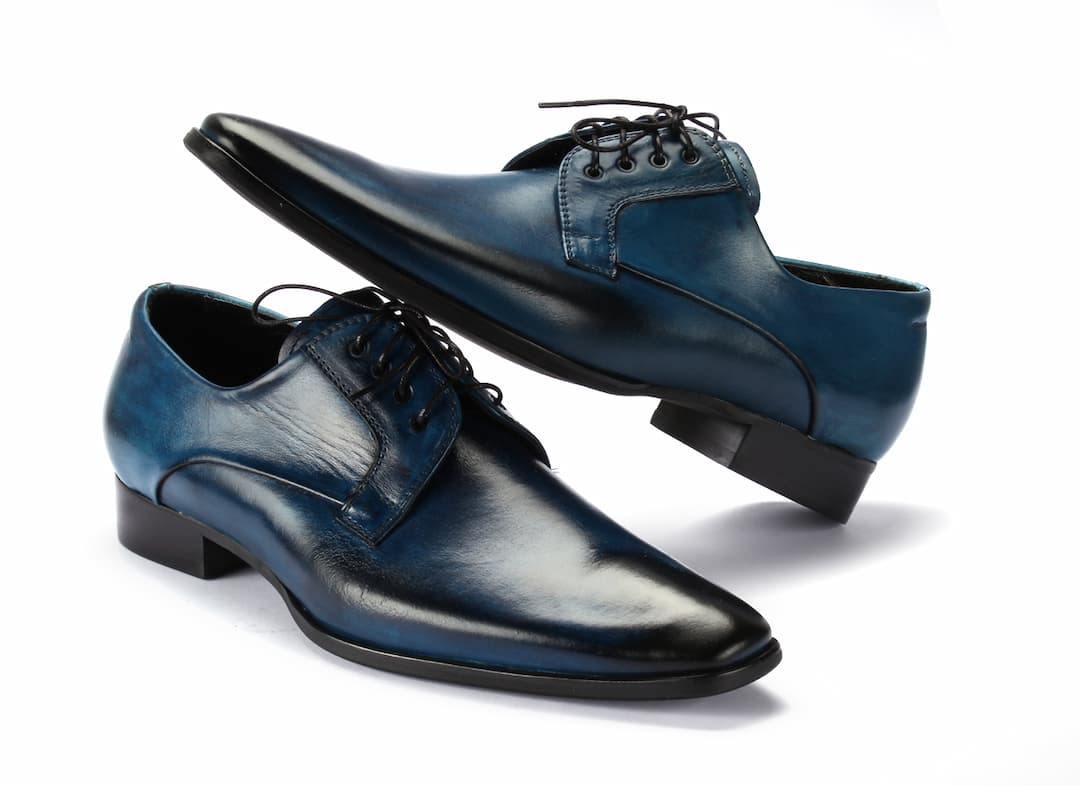 Derby Męskie Skórzane Niebieskie Gatuzo - obrazek 4