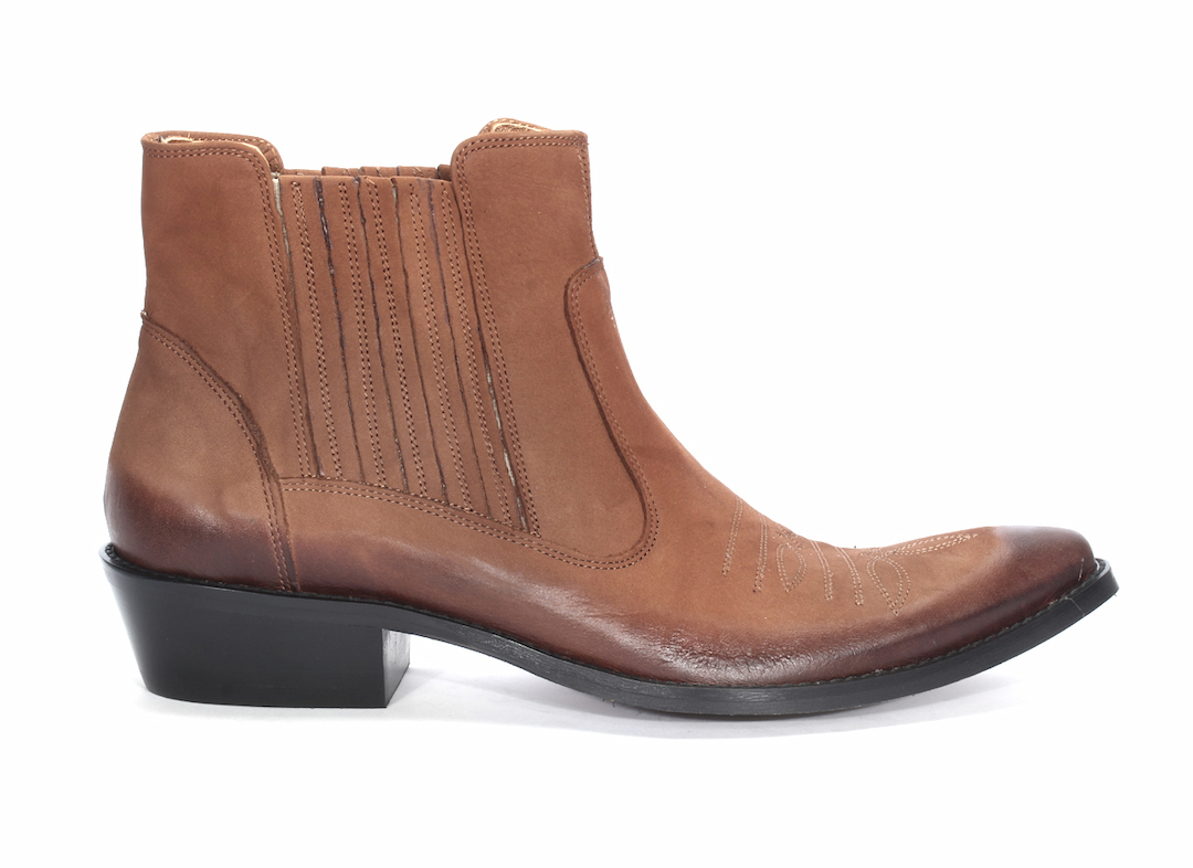 Kowbojki Męskie Skórzane Brązowe Nubuk Carlos - obrazek 2