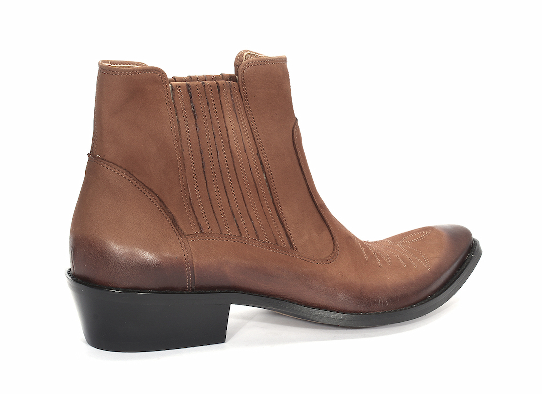 Kowbojki Męskie Skórzane Brązowe Nubuk Carlos - obrazek 3