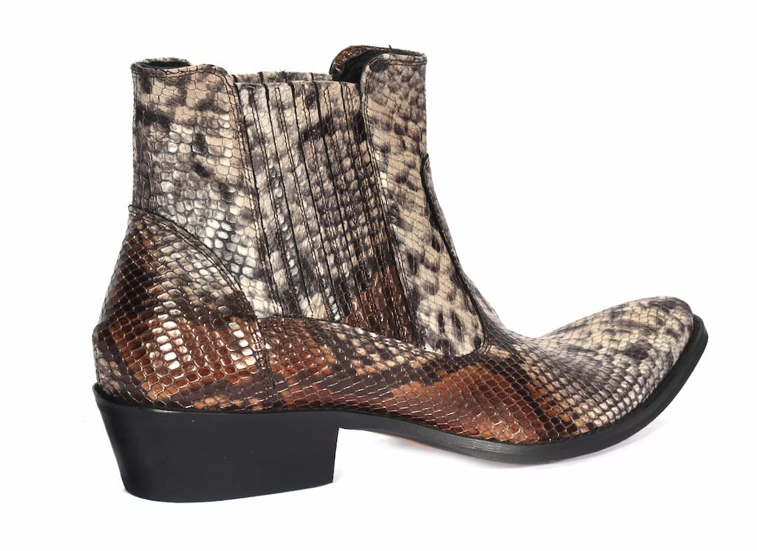 Kowbojki Męskie Skórzane Wężowe Białe Carlos - obrazek 3