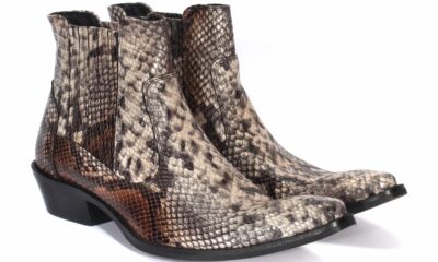 Kowbojki Męskie Skórzane Wężowe Białe Carlos