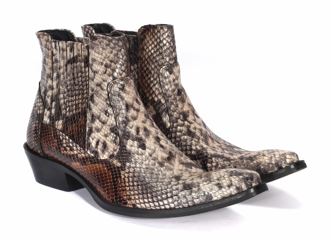 Kowbojki Męskie Skórzane Wężowe Białe Carlos