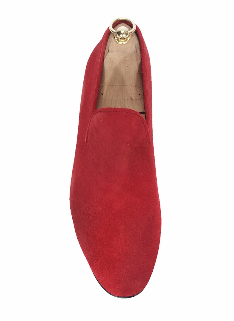 Mokasyny Męskie Skórzane Czerwone Zamszowe Michael - obrazek 4