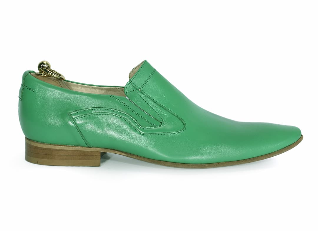 Wsuwane Obuwie Męskie Skórzane Zielone Filip - obrazek 2