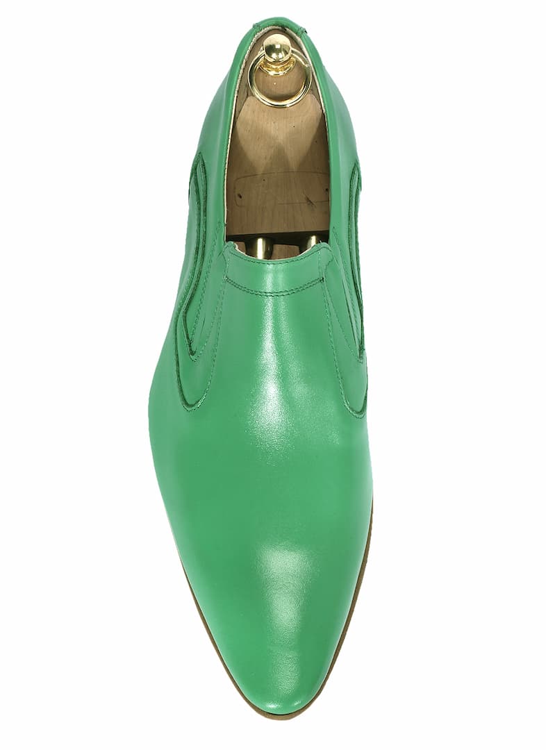 Wsuwane Obuwie Męskie Skórzane Zielone Filip - obrazek 4