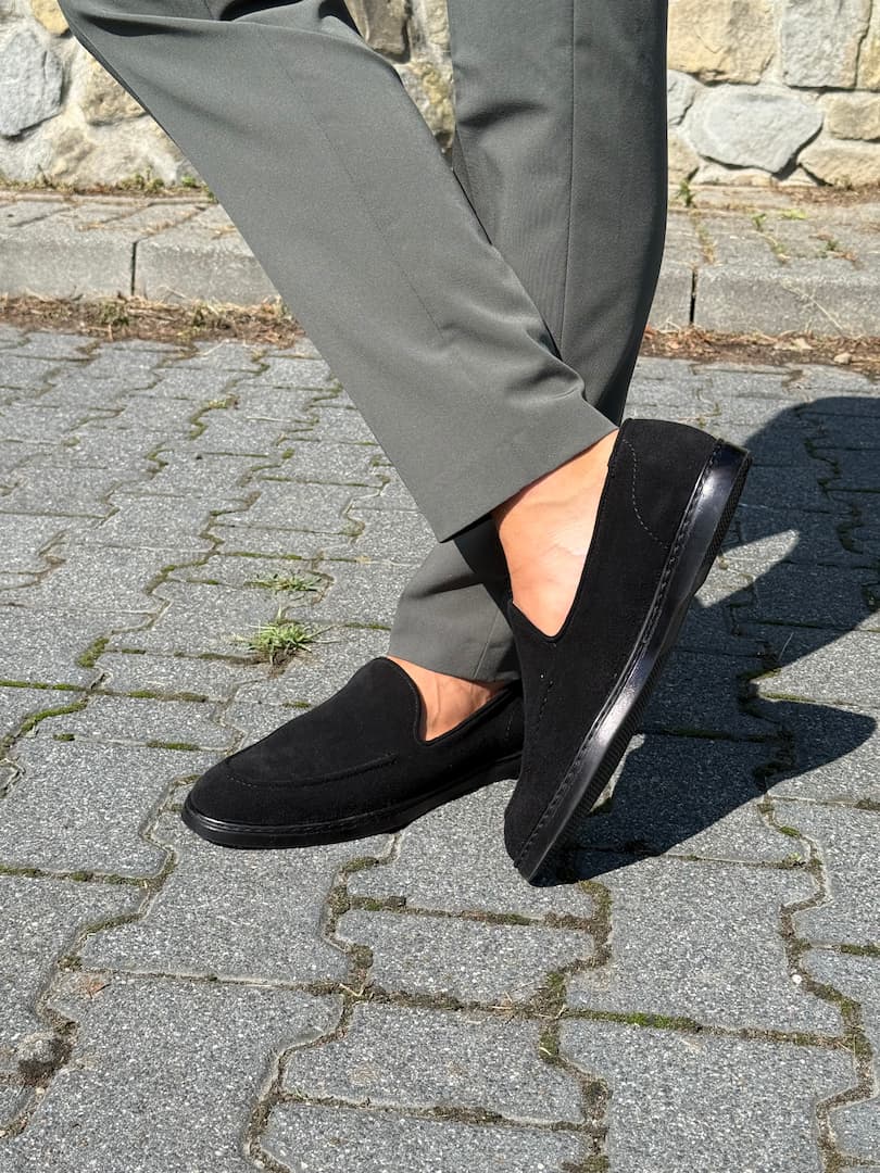 Men's Black Suede Leather Loafers Luca - Image 5