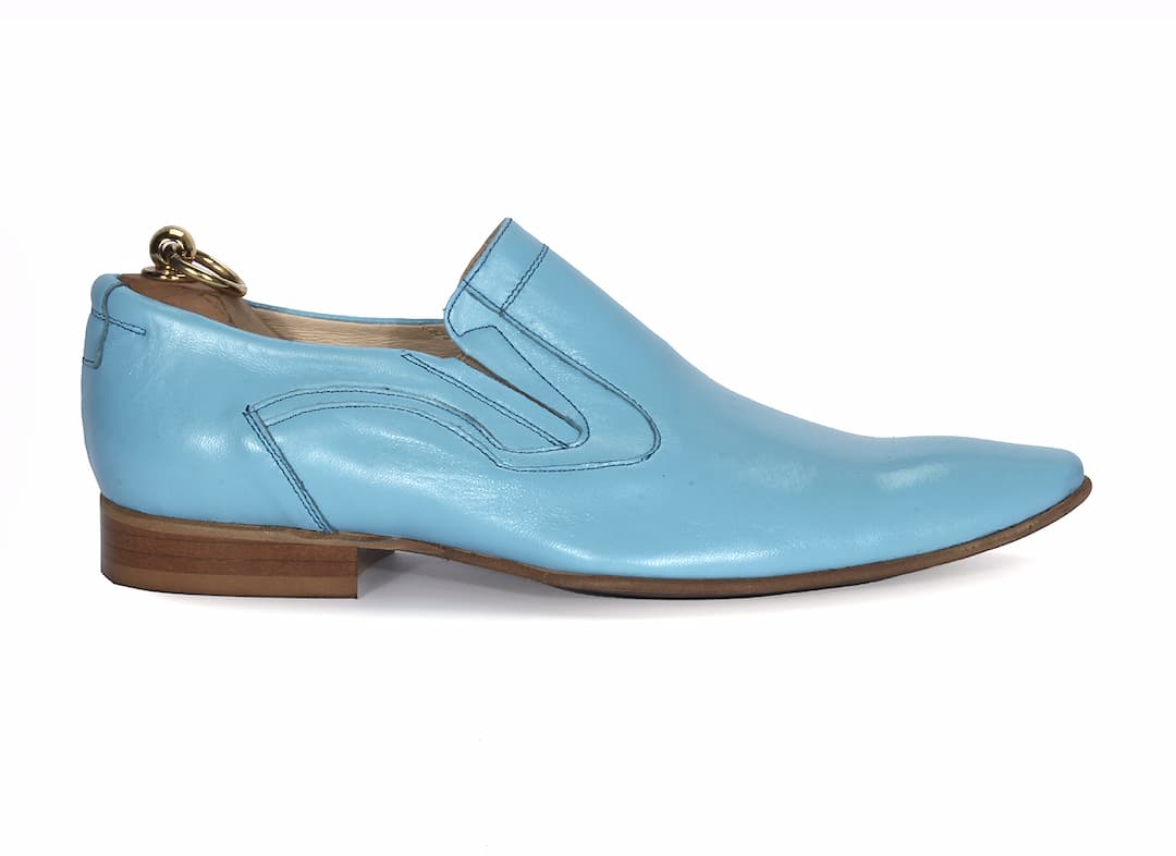 Wsuwane Obuwie Męskie Skórzane Niebieskie Filip - obrazek 2