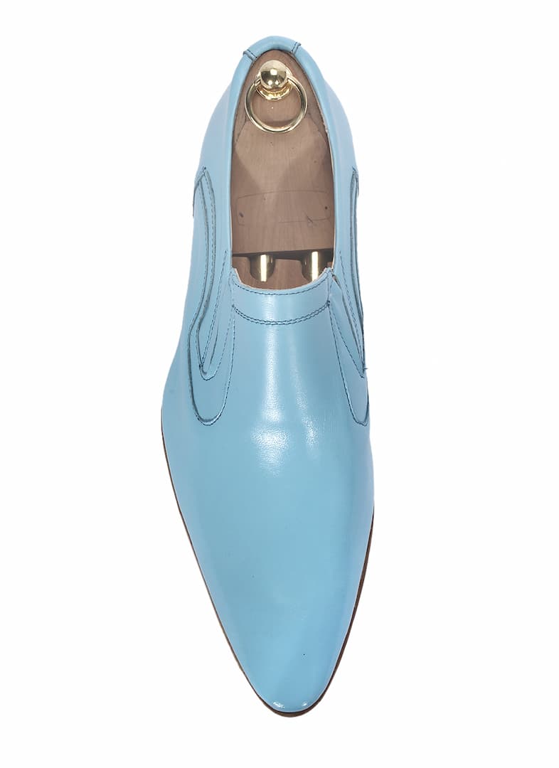 Wsuwane Obuwie Męskie Skórzane Niebieskie Filip - obrazek 4