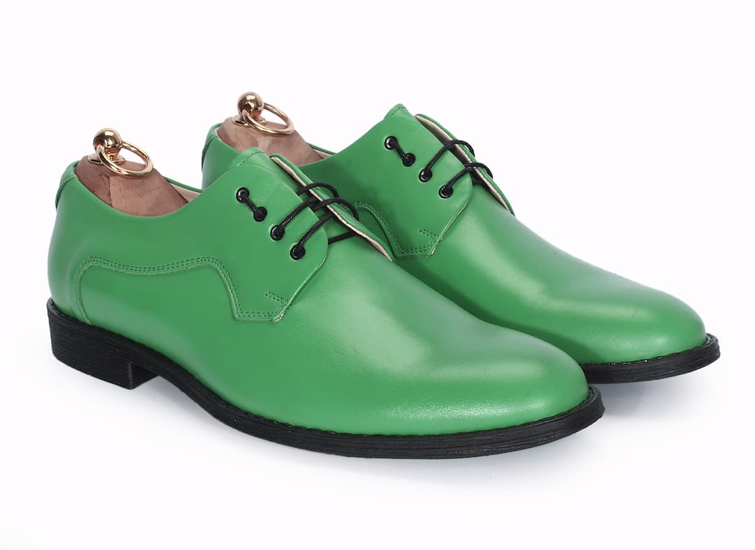 Derby Męskie Skórzane Zielone Louis