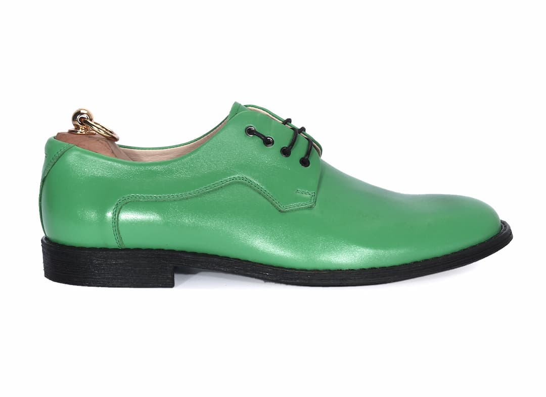 Derby Męskie Skórzane Zielone Louis - obrazek 2