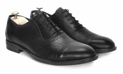 Oksfordy Męskie Skórzane Czarne Andrea
