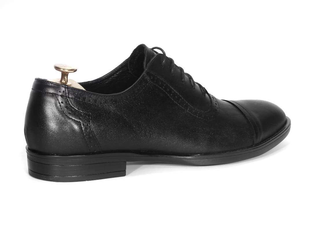 Oksfordy Męskie Skórzane Czarne Andrea - obrazek 3