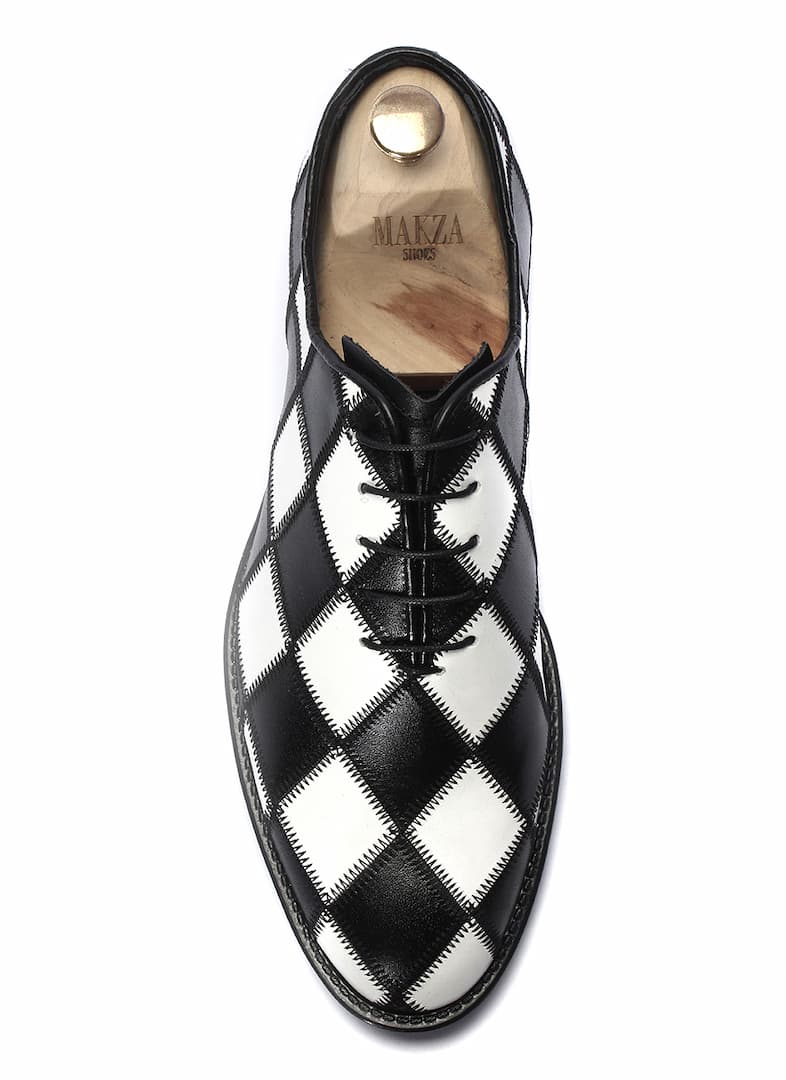 Oksfordy Męskie Skórzane Czarno/Białe Antonio - obrazek 4