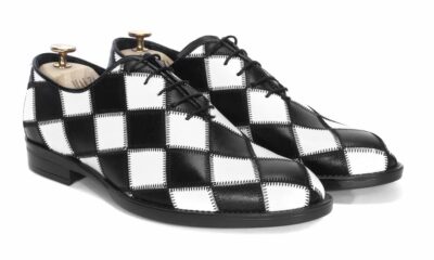 Oksfordy Męskie Skórzane Czarno/Białe Antonio