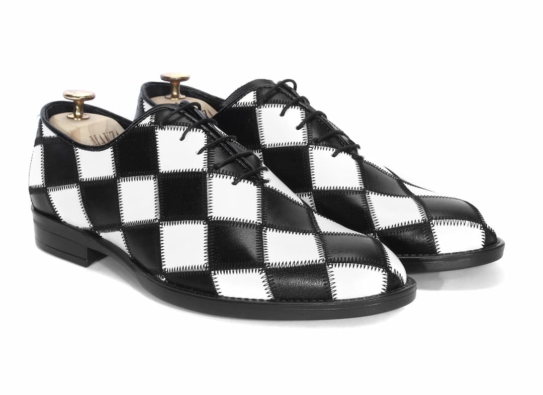 Oksfordy Męskie Skórzane Czarno/Białe Antonio