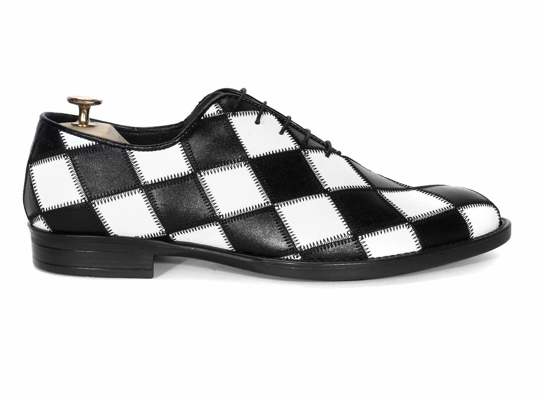 Oksfordy Męskie Skórzane Czarno/Białe Antonio - obrazek 2