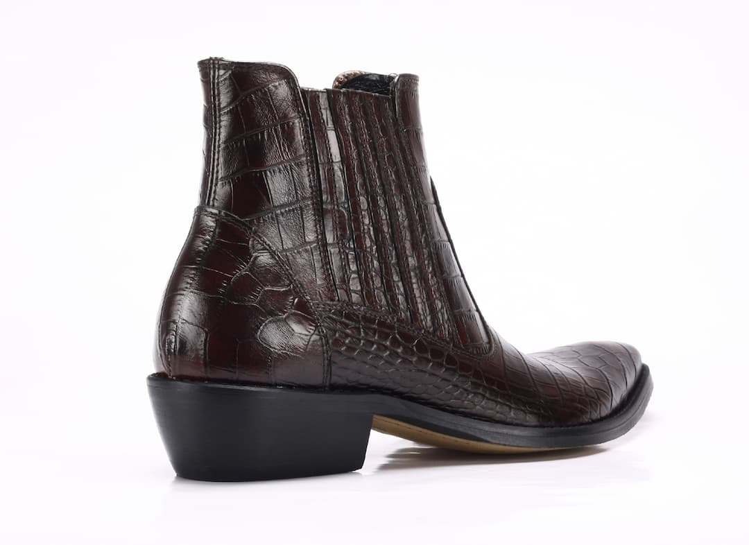 Kowbojki Męskie Skórzane Brązowy Krokodyl Carlos - obrazek 3