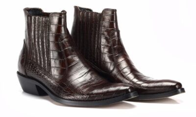 Kowbojki Męskie Skórzane Brązowy Krokodyl Carlos