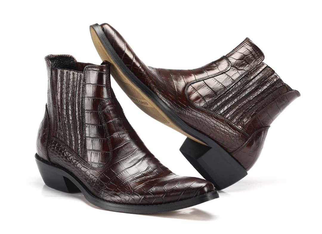Kowbojki Męskie Skórzane Brązowy Krokodyl Carlos - obrazek 5