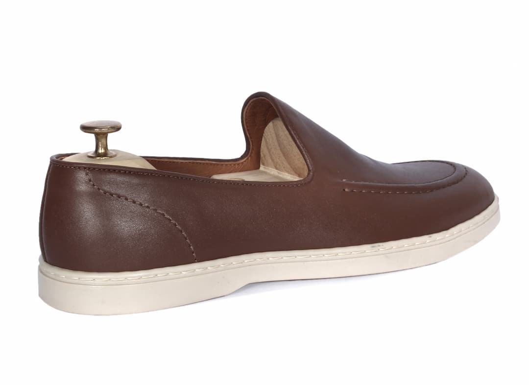 Mokasyny Męskie Skórzane Brązowe Luca - obrazek 3