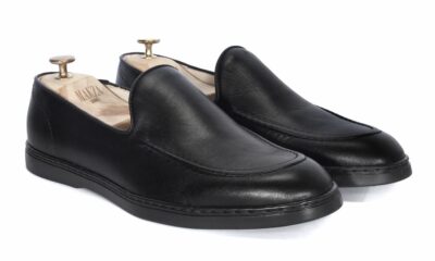 Mokasyny Męskie Skórzane Czarne Luca
