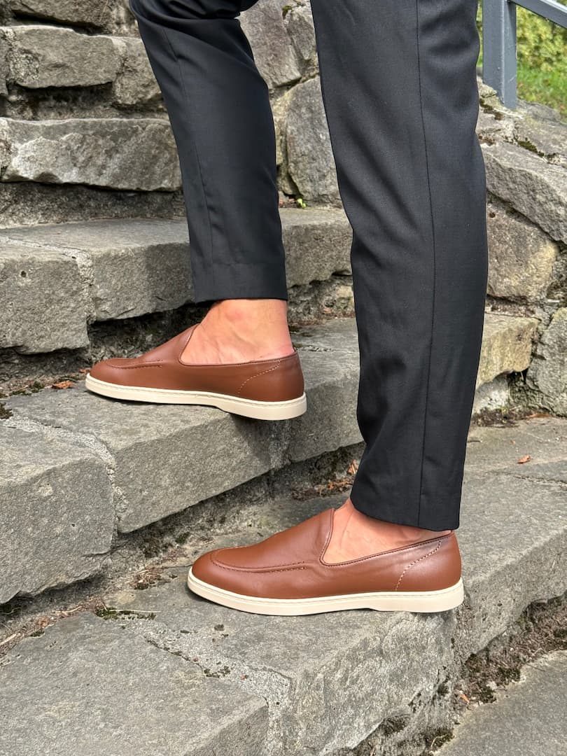 Mokasyny Męskie Skórzane Brązowe Luca - obrazek 5