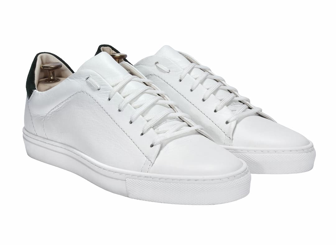 Trampki Męskie Skórzane Białe/Zielone Alex