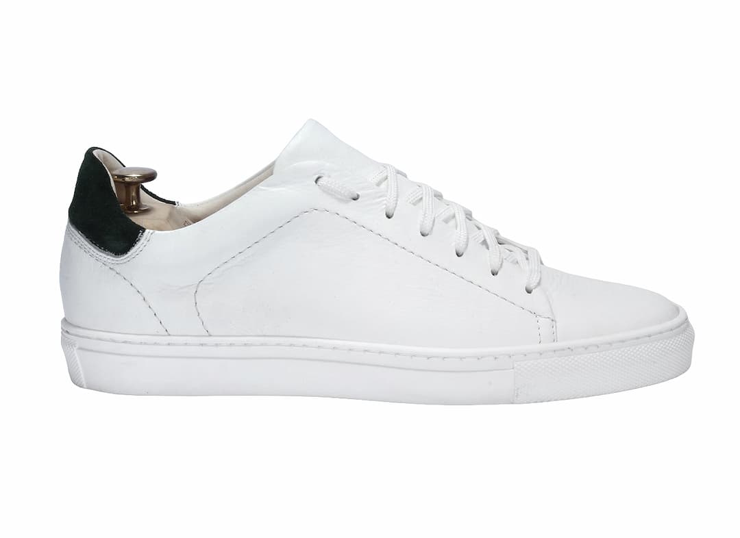 Trampki Męskie Skórzane Białe/Zielone Alex - obrazek 2