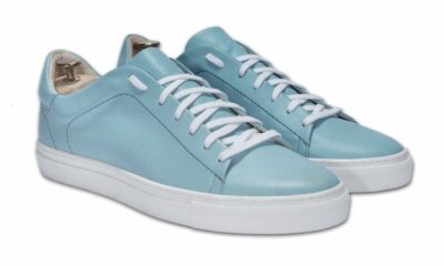 Trampki Męskie Skórzane Niebieskie Alex