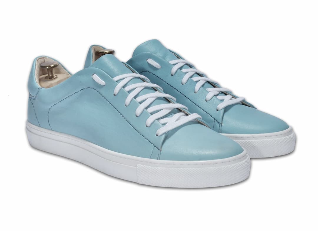 Trampki Męskie Skórzane Niebieskie Alex