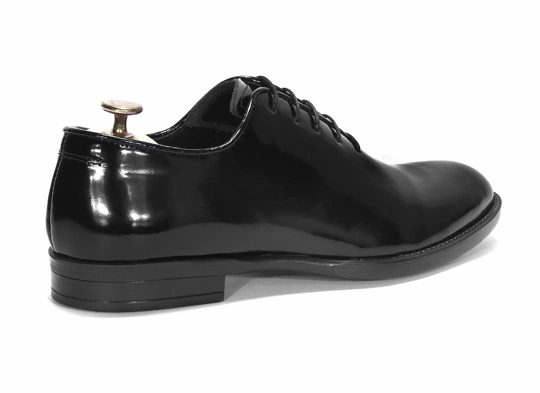 Oksfordy Męskie Skórzane Czarne Lakierowe Antonio - obrazek 3
