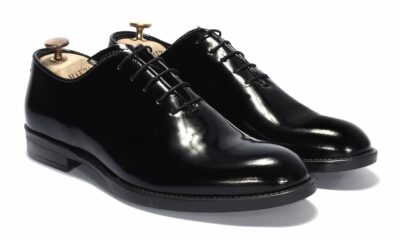 Oksfordy Męskie Skórzane Czarne Lakierowe Antonio