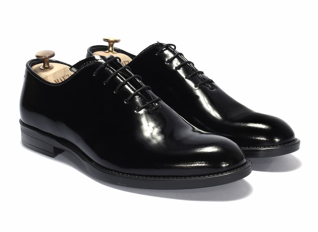 Oksfordy Męskie Skórzane Czarne Lakierowe Antonio