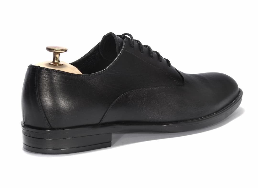 Oksfordy Męskie Skórzane Czarne John - obrazek 3